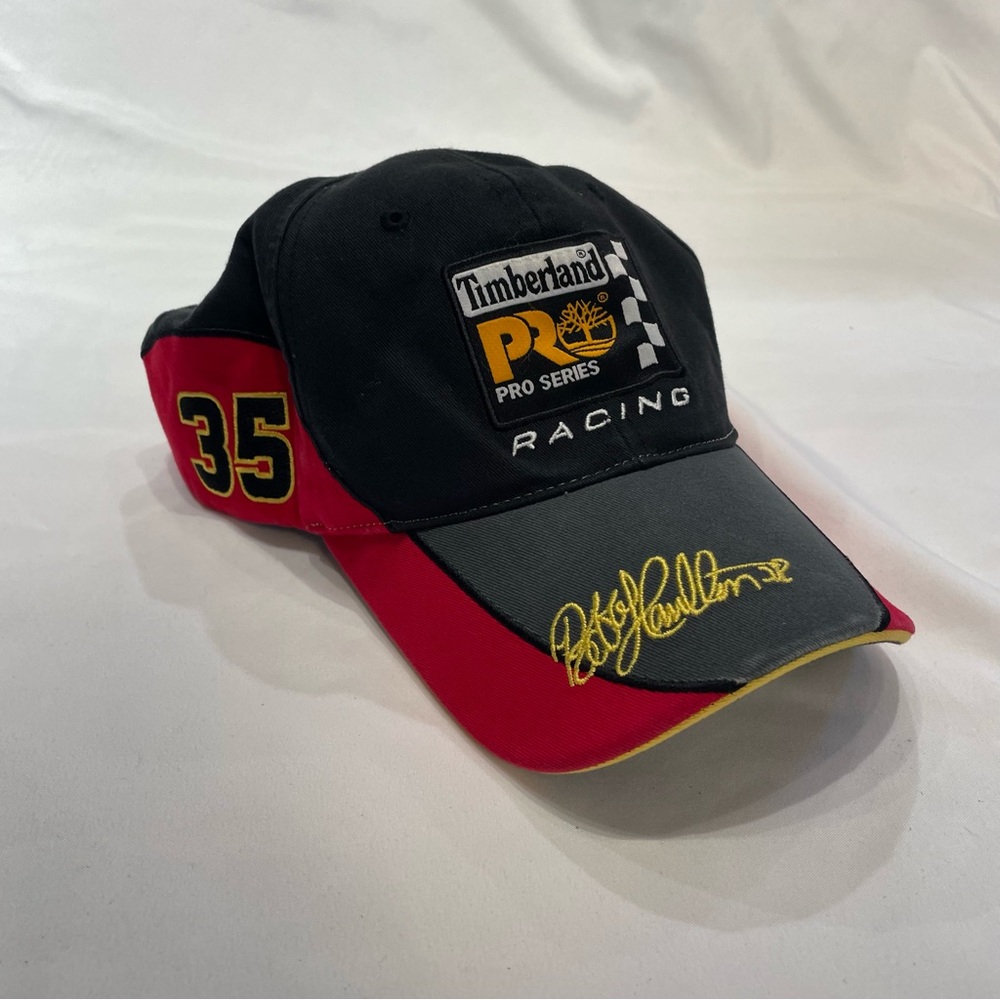 TIMBERLAND Pro Series Bobby Hamilton Racing Team Black Red Adjustable Hat Cap 35